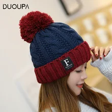 Корейская осенне-зимняя шерстяная шляпа, уличная Меховая и утолщенная теплая шапка с буквенным принтом, женская шапка для защиты ушей, вязаные головные уборы