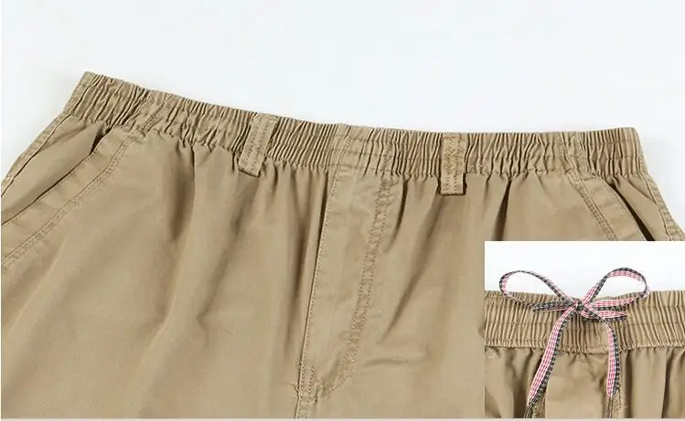 Для мужчин штаны-карго плюс Размеры 5XL 6XL человек в целом мужской работы хлопка брюки Multi-с карманами и эластичной резинкой на талии