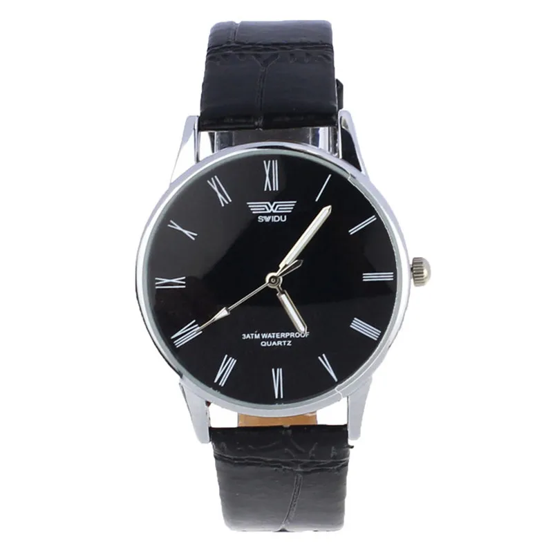 Fashion Classic Men's Roman Number Quartz Electronic Leather Wrist Watch Men Wholesale #2AP18B (6)