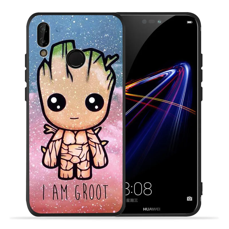 Marvel Groot Мстители для huawei P8 P10 P20 P30 mate 10 20 Honor 8 8X 8C 9 V20 10 Lite Plus Pro Чехол Coque Etui Funda милый