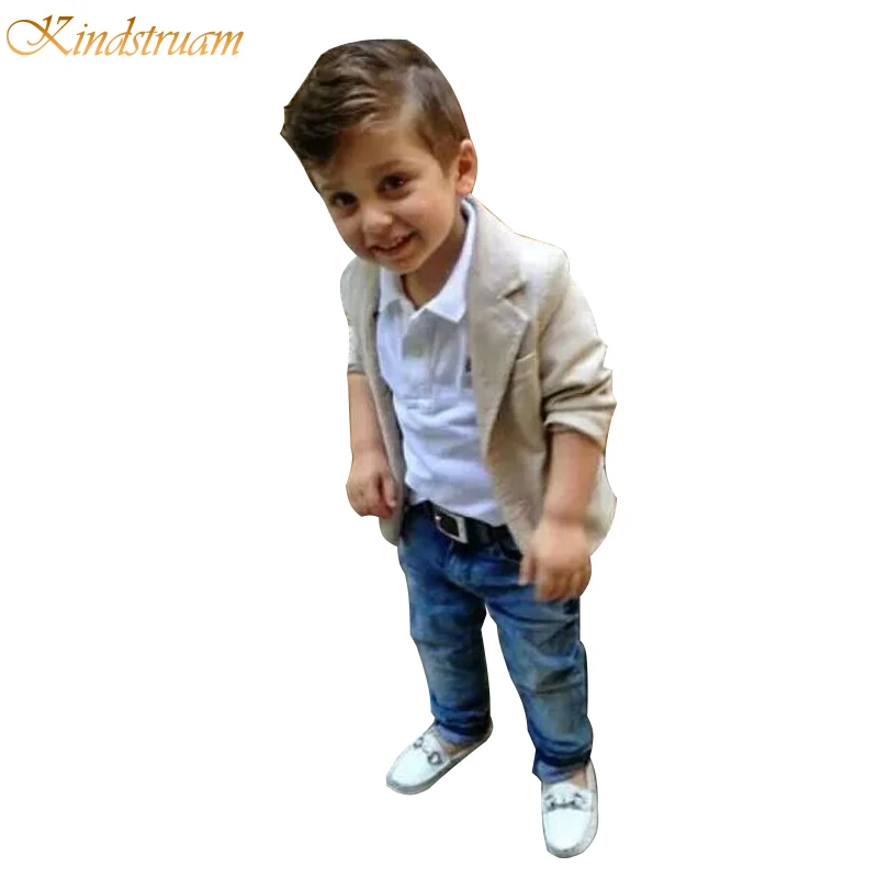 2020 New Arrival Baby Boys Clothing Sets 3 Pieces Blazer + T Shirt + Jeans European Style Children Casual Suits Kids Wear, HC563