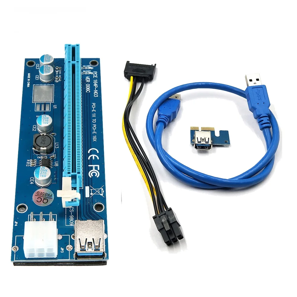 Dodocool PCI E 6 Pin Riser Card 1X к 16X USB 3 0 кабель 6pin Express Tender для майнинга биткойнов простая