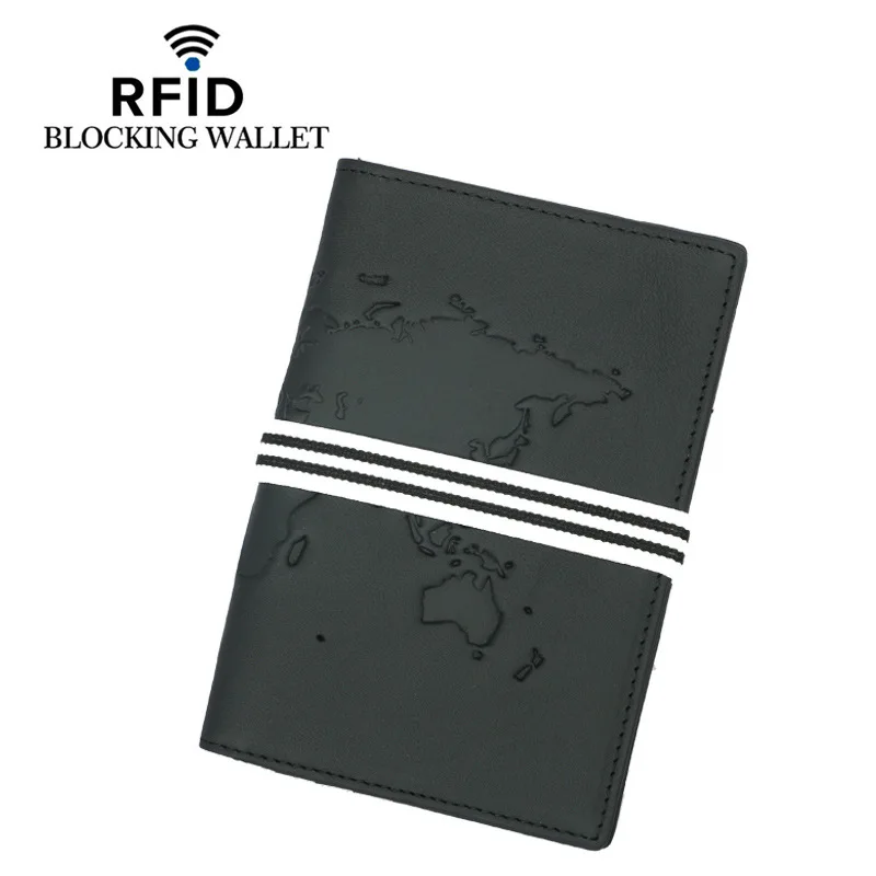 

RFID Passport Cover Genuine Leather Travel Covers for Passports Map Passport Holder String Bussiness Card Holder Organizer