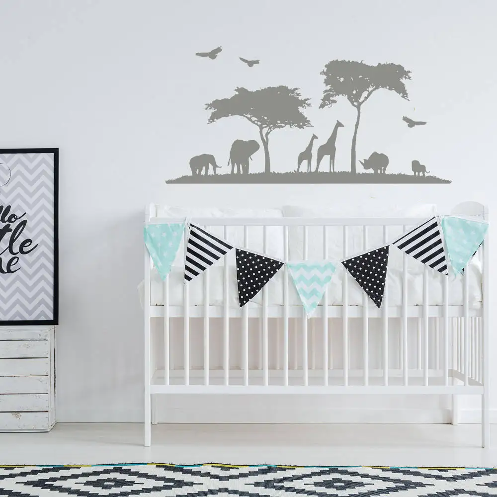 

Giraffe Elephant African Animals Forest Wall Sticker Baby Kids Boys Girsl Bedroom Decoration Beauty Cute Decals Poster W235