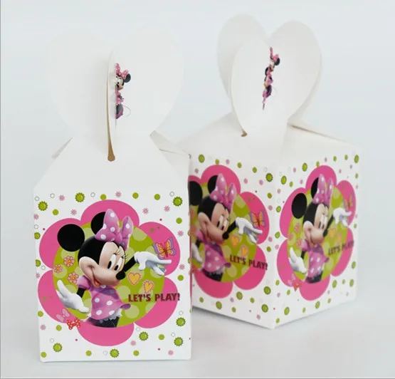 

6pcs Minnie mouse Cartoon Theme paper box Candy Box Baby Shower Souvenirs Gift Box Birthday Party Boxes supplies
