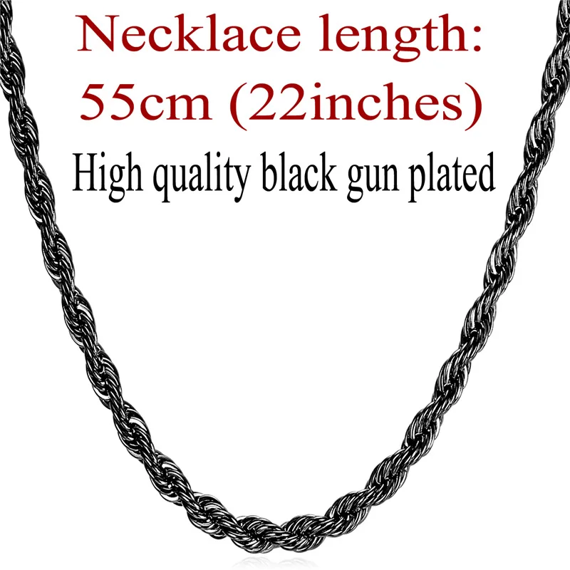 Starlord 3 мм 316L нержавеющая сталь/черный/золотой цвет Dookie Веревка Цепи Ожерелье для мужчин ювелирные изделия оптом длинное ожерелье GN2173 - Окраска металла: Black 55cm