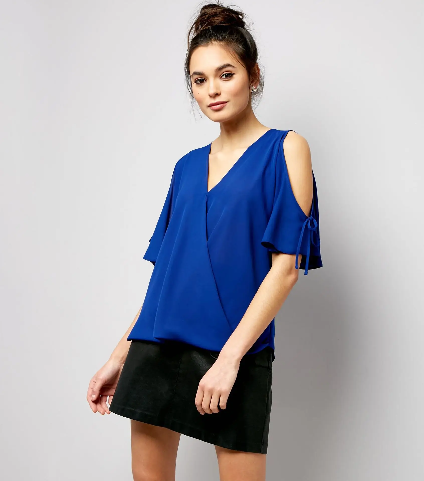 

New Summer Women's Solid Color Large Size Off Shoulder Tie Chiffon Top T-Shirt S-6XL Loose Women's Top