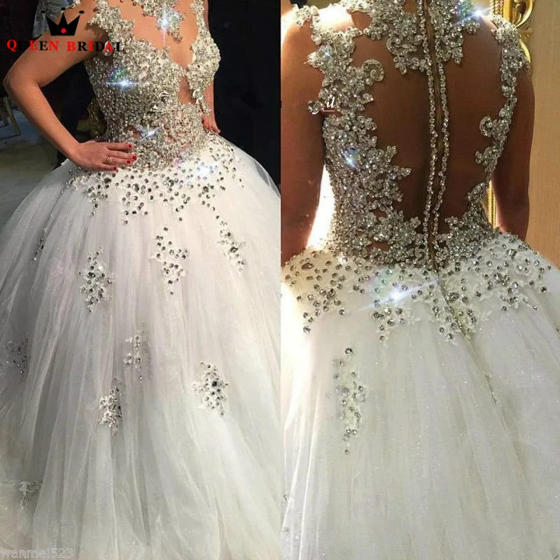 Роскошное винтажное бальное платье на заказ; Пышные свадебные платья с кристаллами; свадебные платья; Vestido De Noiva DR28