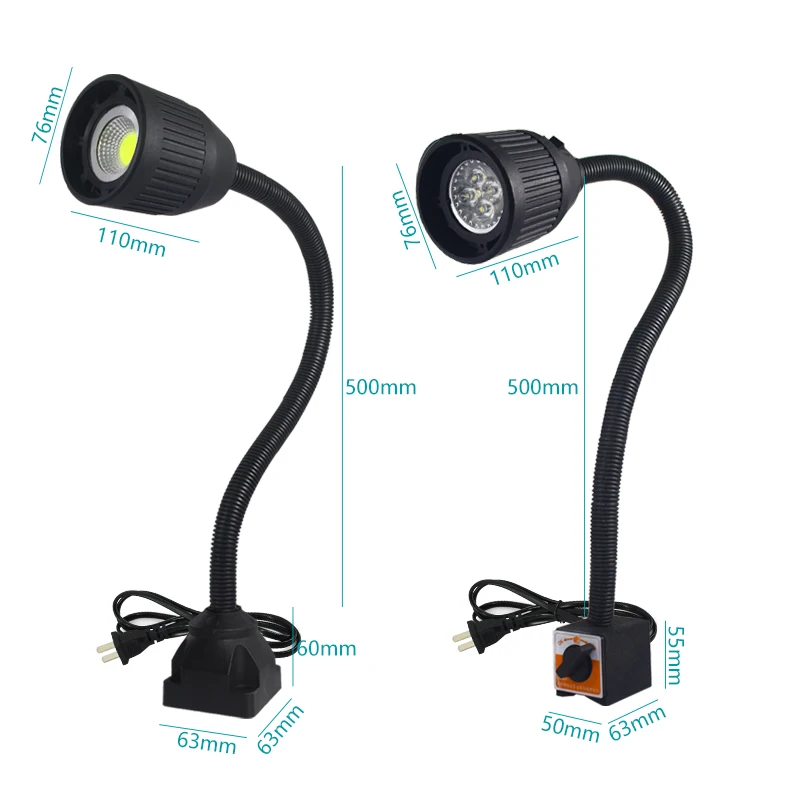 5W 500mm Arm LED Lamp Magnetic Base Flexible Light For CNC Milling Machine