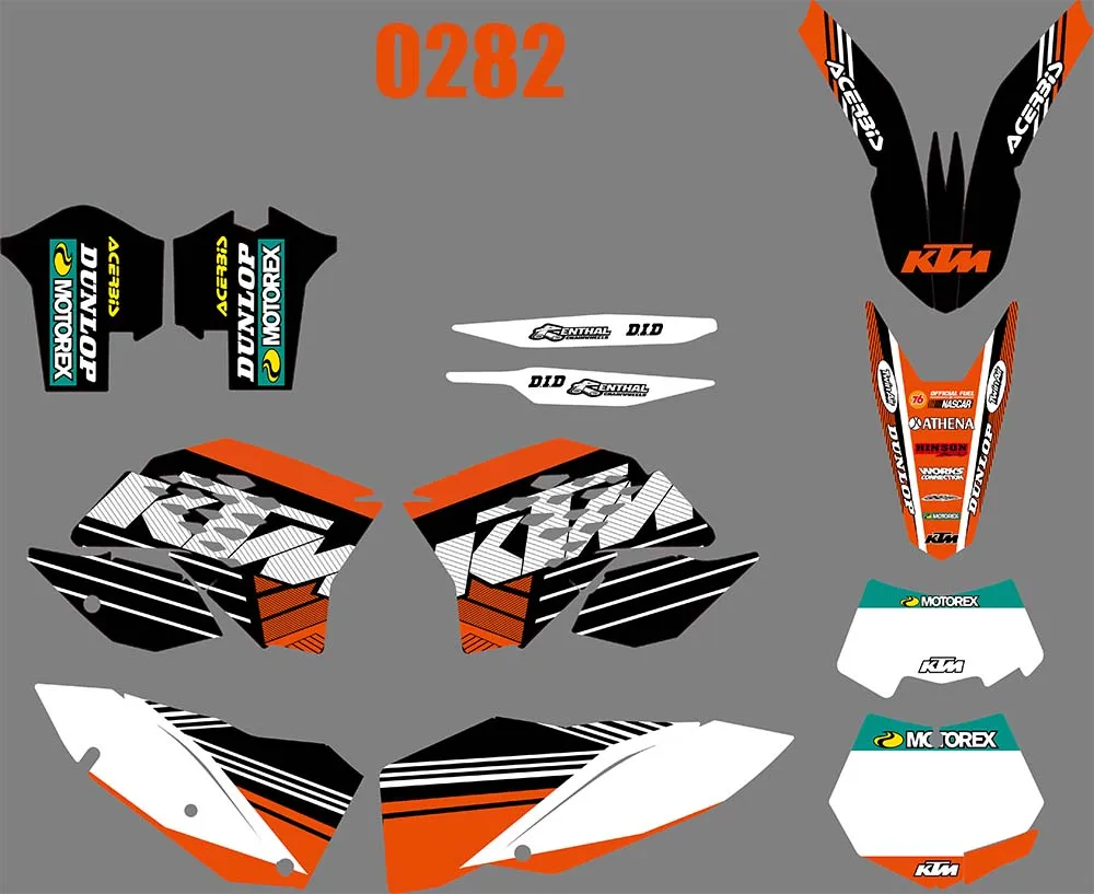 

4 STYLES TEAM GRAPHICS BACKGROUNDS DECALS STICKERS FOR KTM EXC 2008 2009 2010 2011