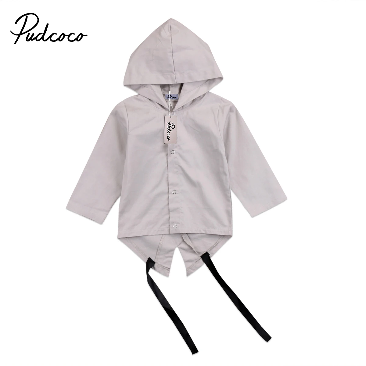 US STOCK Baby infant Boys Coats letter print Hooded Jacket Spring Autumn Outfits Clothes Long Sleeve button belt Hooded Coat