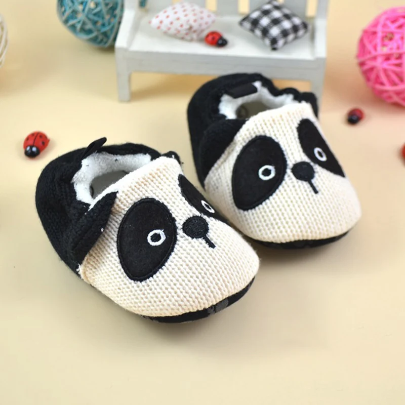Милая детская обувь для младенцев для новорожденных мальчиков и девочек, вязаная панда, ручная работа