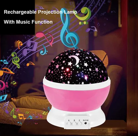 

Music USB Charging Dual-purpose Star Rotary Projector Nightlight Dream Nightlight Seven-color Bedroom Nightlight