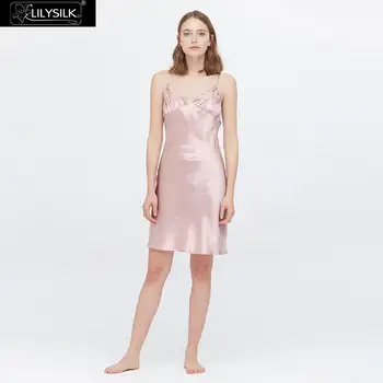 

LilySilk Silk Nightgown 22 Momme Sexy V-Neck Luxury Natural Ladies Women's Clothing Free Shipping