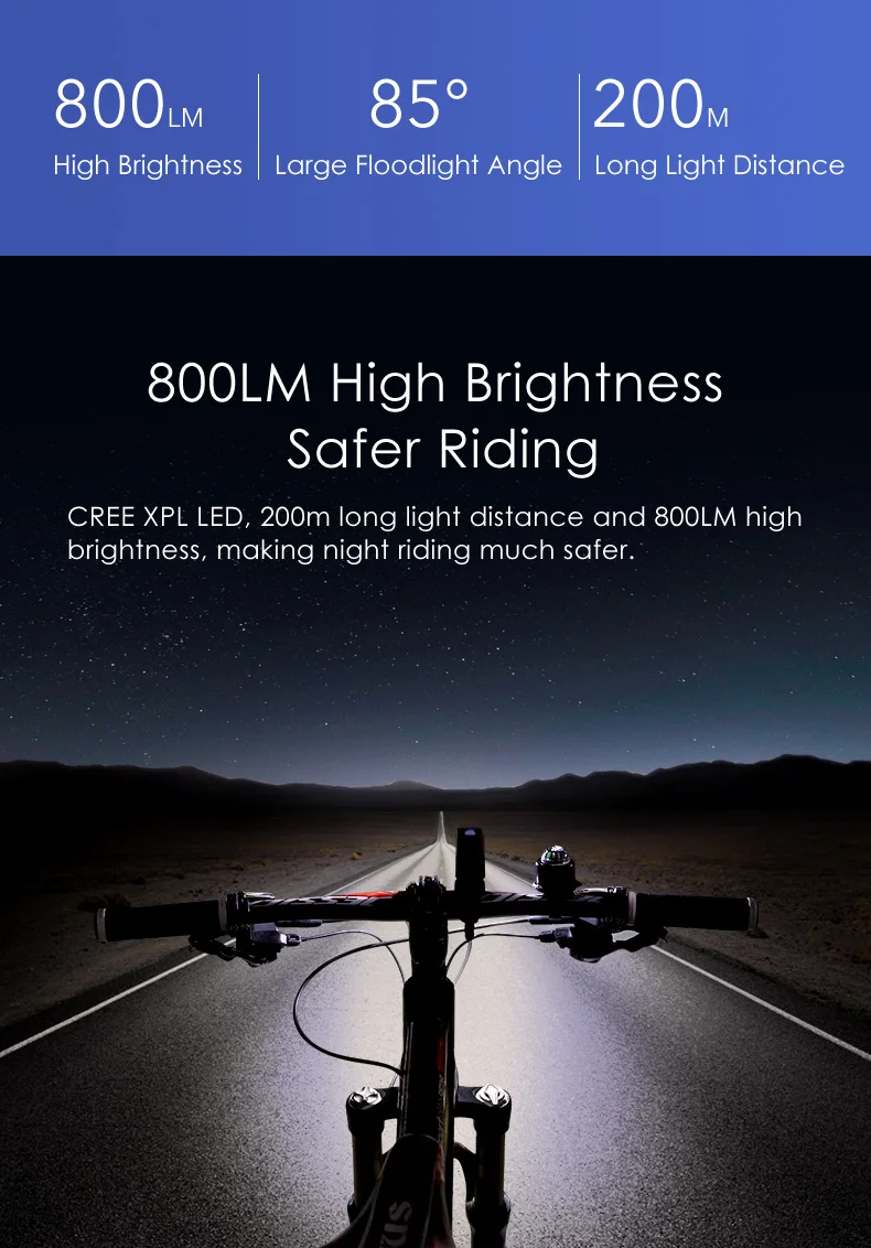 Excellent Gaciron V9C-800 Headlight Bicycle Light USB charge Bicycle Light 800 Lumen Flashlight IPX6 Waterproof Bike Light Accessories 3