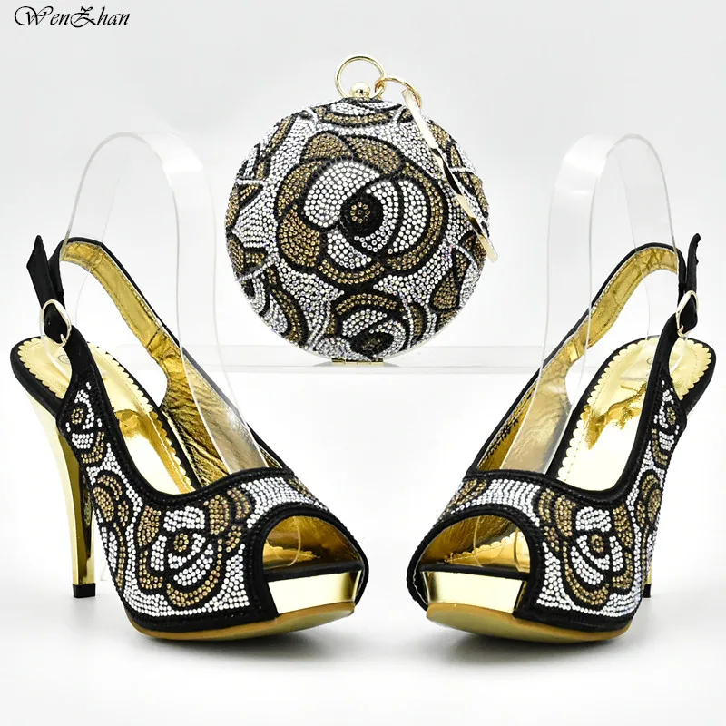 

Black High Heel Shoes And Small Ball Clutch Bag For Lady Charming Matching Slingbacks Shoes With Bag In 4Colors For Sales D85-26