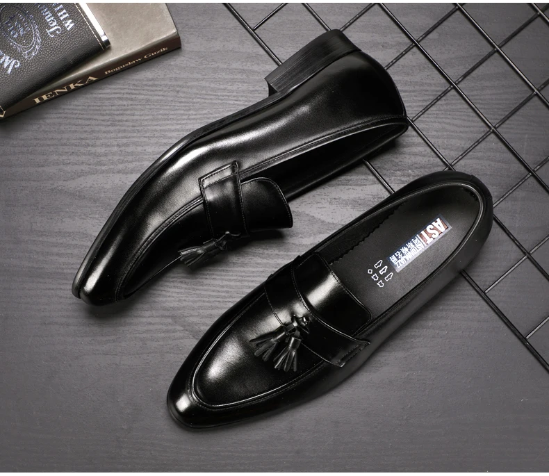 Men's Leather Casual Shoes Oxfords Wedding Shoe Moccasins Men Driving Shoes' Slip-On Genuine Leather Shoes Men Big Size Loafers (6)