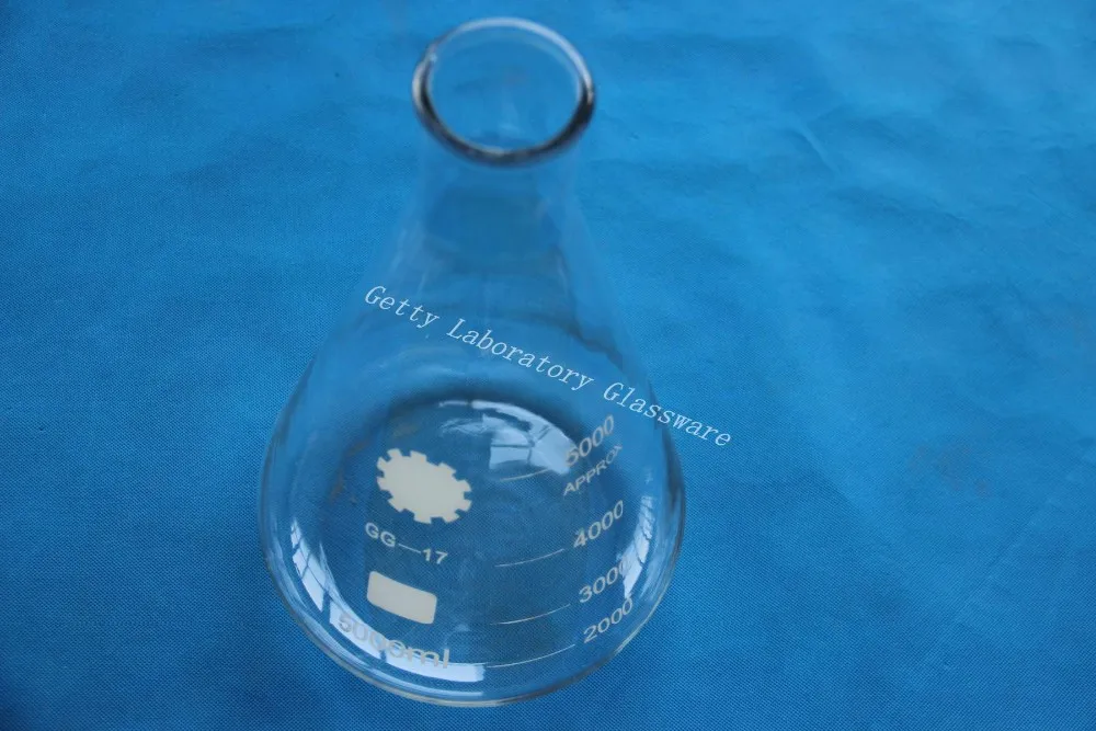Коническая колба 5000 мл (5 л) Erlenmeyer с широким горлышком (лабораторное стекло) |