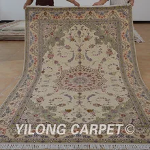 Yilong 6'x9' шерстяное машинное кружево и шелковые ковры изысканные сотканный вручную шерстяной шелковый ковер(1439