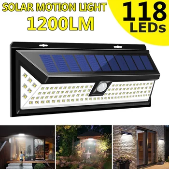 

2pcs Waterproof 3 Model Remote Control 118LED 1200LM Solar Light Outdoor Garden Light PIR Motion Sensor Emergency Wall Lamp