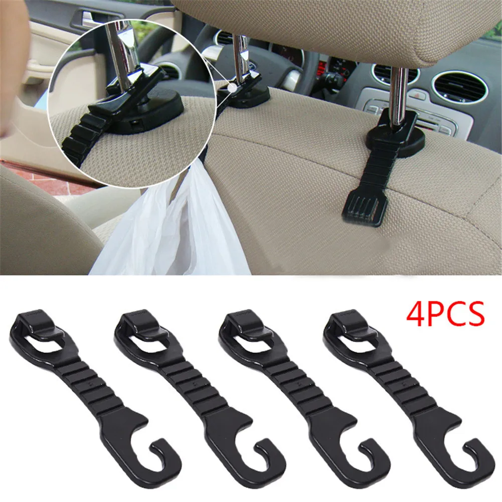 4pcs Packed Multi function Car Hooks Headrest Mounted S shaped Hooks