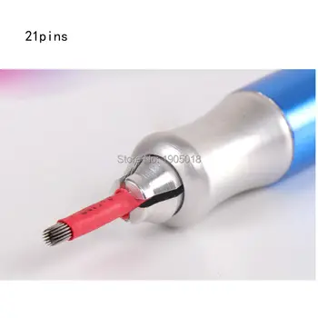 

Mix sale 500pcs permanent makeup microblading eyebrow fog pen needles 21pins disposable tattoo manual red shading blade 17/19/21