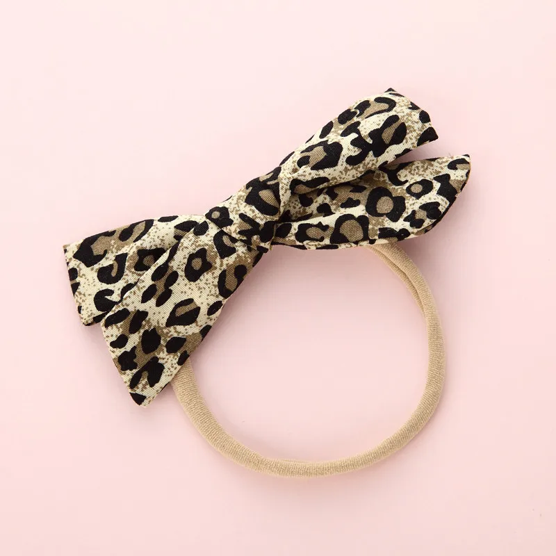 

1pcs/lot Girls Leopard Bow Nylon Headband, Children Girls Toddler Headwear Hair Accessories ,Soft Elastic Bowknot Hairband