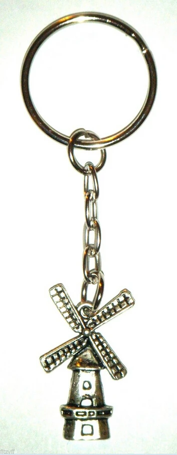 

20PCS New Fashion Jewelry Vintage Silver Windmill Souvenir Charm Fit Key Chain Ring Key Chains Accessories For Women Gifts D068