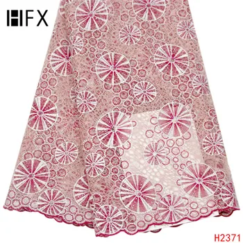 

HFX African Lace Fabric with Rhinestones Nigeria Wedding Dress Latest Embroidery Guipure Cord Lace 2019 Pink Lace Fabric X2371