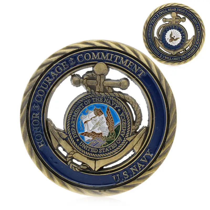 Commemorative Coin U.S. Navy Honor Courage Commitment Anchors Challenge