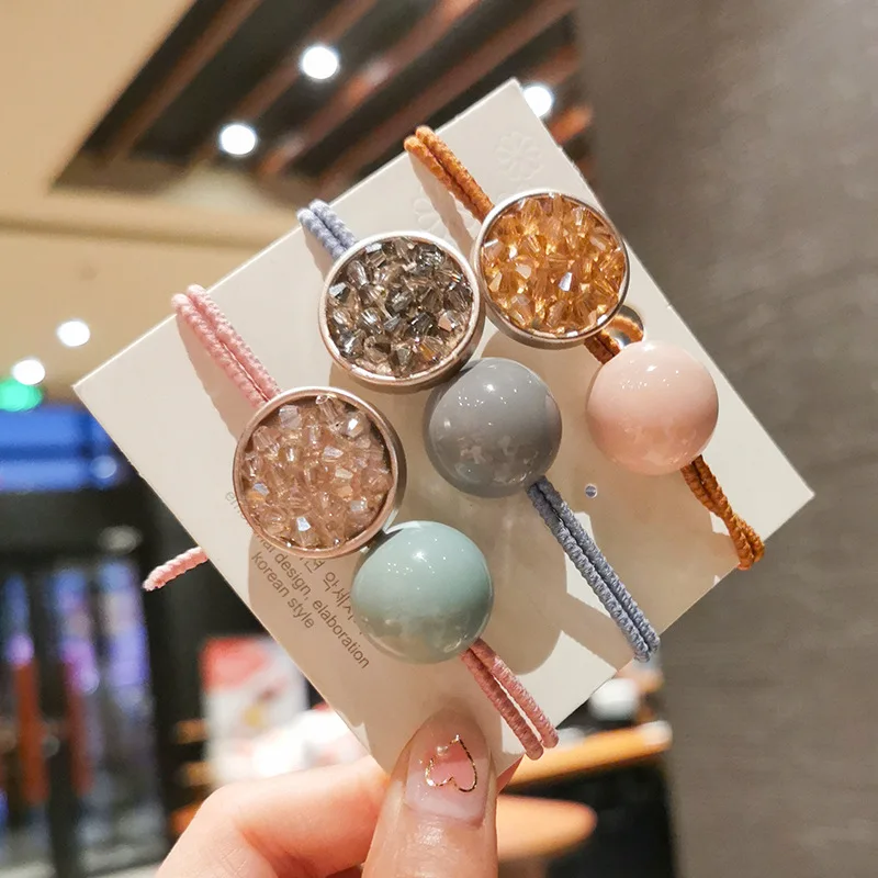

New INS Crystal Ball Candy Colored Water Drilling Line Net Red Headdress Simple Baitao Personal Hair bands rope Jewelry
