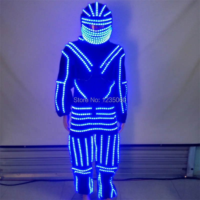 

WYY New Design LED Luminous Dance Costume Clothes With Led Helmet Glowing Robot Suits Stage Performance Clothing Dancewear