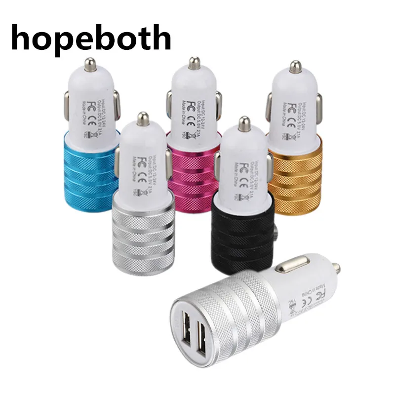 Car charger Dual usb ports Metal auto unverisal power adpater car chargers for iphone 7 8 x samsung s7 s8 note 7 8 android phone