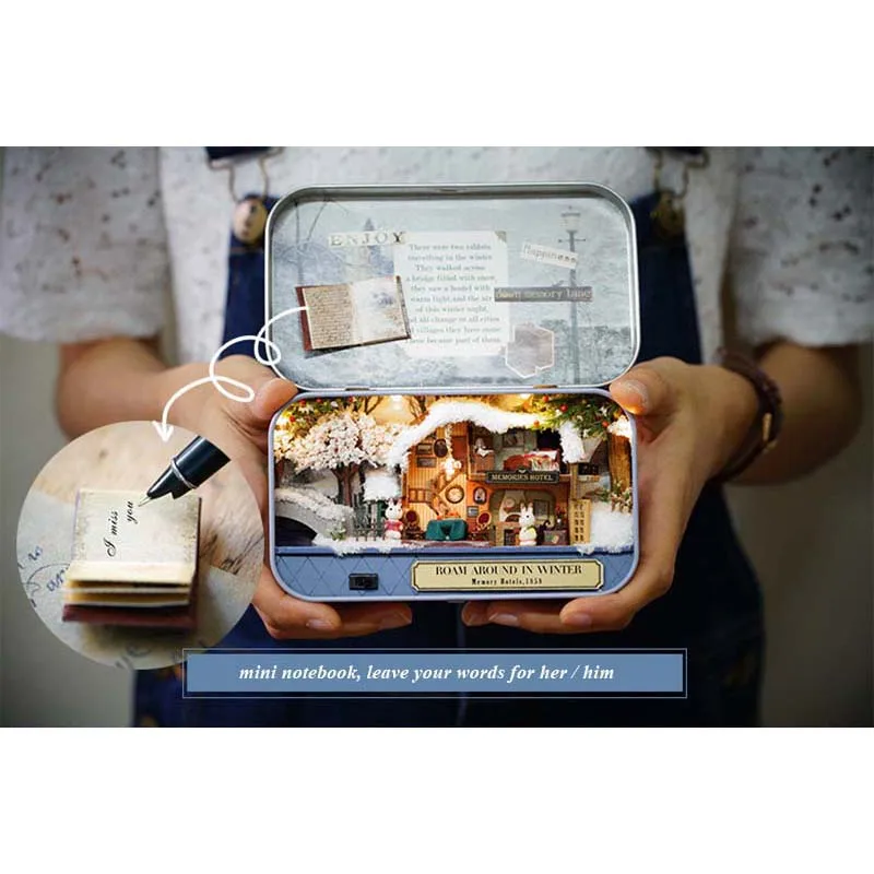 Box Theatre Miniature DIY Dollhouse Kit - Birthday/Mother's Day Gift Dollhouse Furniture with LED Lights - Country Side for Kids