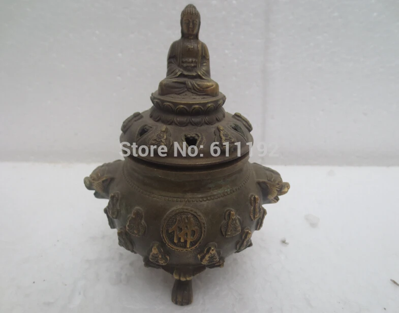 

Buddhism bronze Incense burner, Chinese home decoration Exorcism buddha Metal Crafts