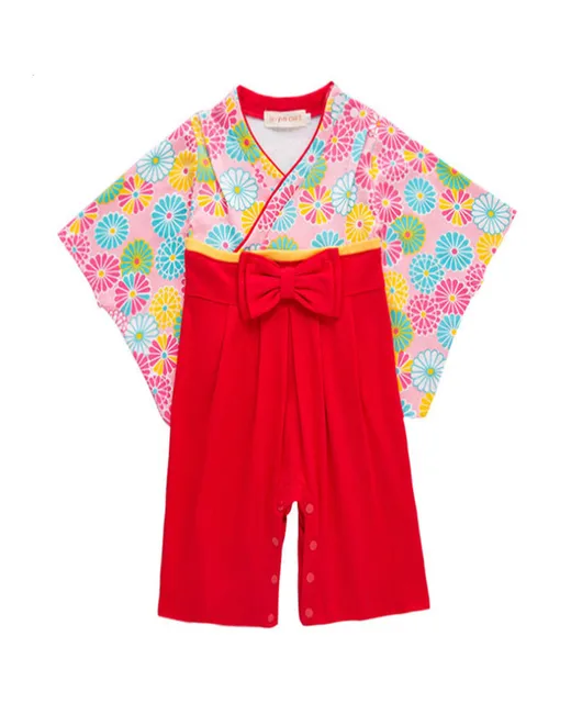 Baby Girls Cotton Print Japanese Kimono Cute Baby Boy Rompers Infant