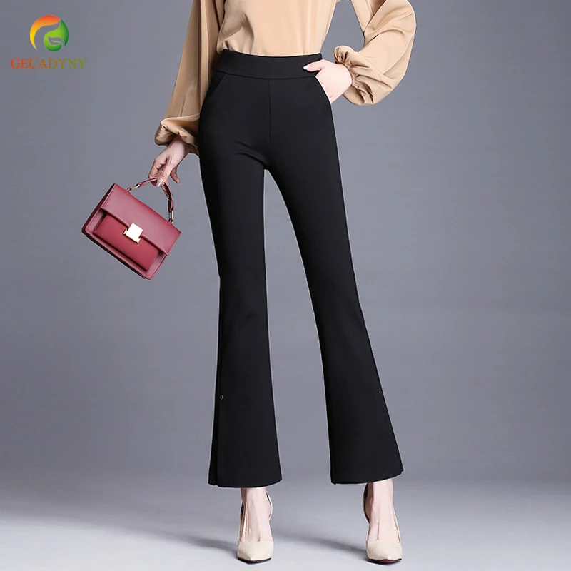 High Waist Solid Slim Pants Women New Fashion 2019 Autumn Winter Office ...