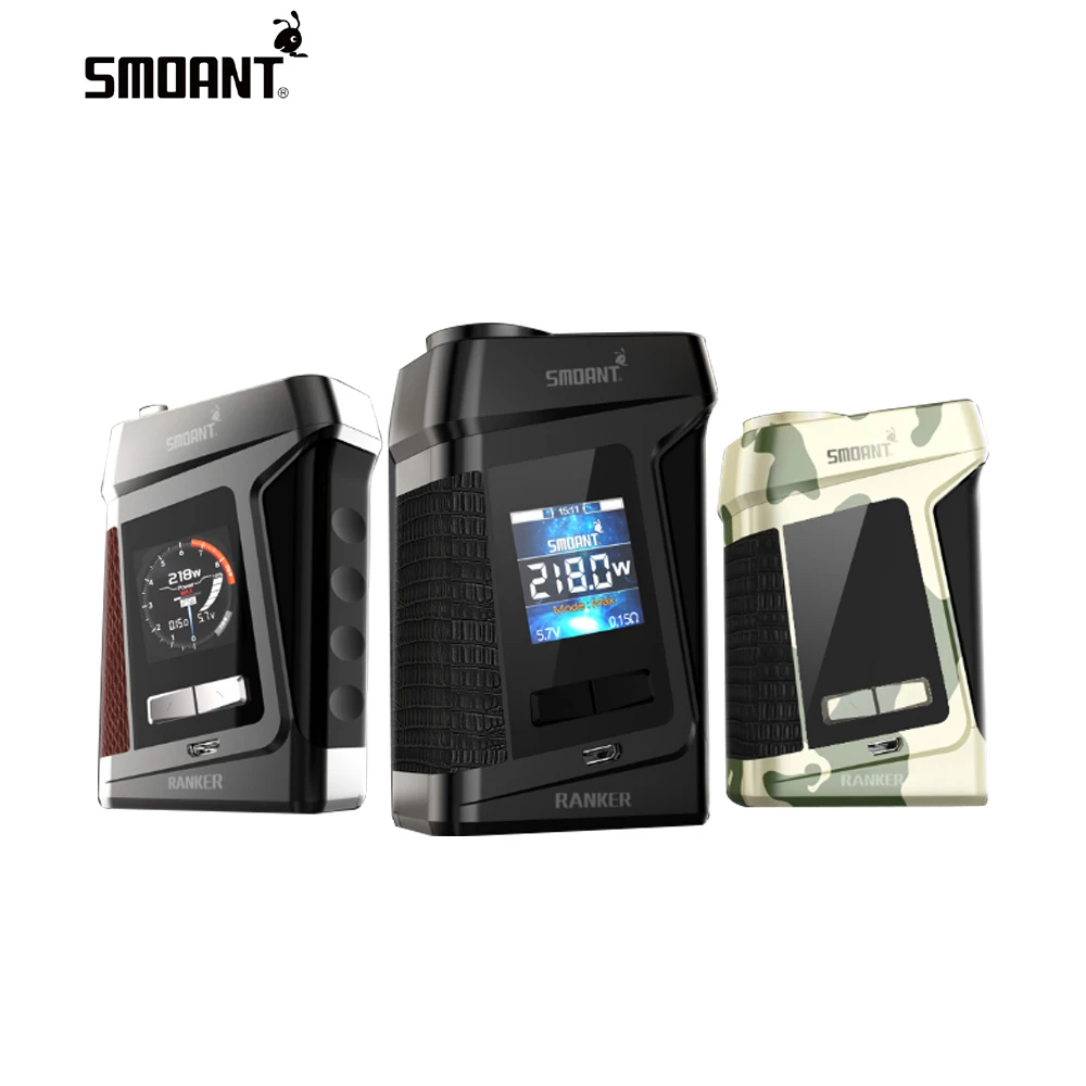

Original Smoant Ranker TC Box MOD 218W Output electronic cigarette upgradable Ant218 V2 chipset Mod Box 1.3 inch screen vape