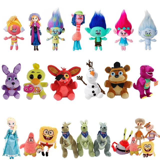 Cheap 17 Style Cartoon Animal Stuffed Plush Toys 20-40cm Olaf Anna Elsa Sponge Bob Sandy Movie and TV Dolls Best Gift for Children Kid