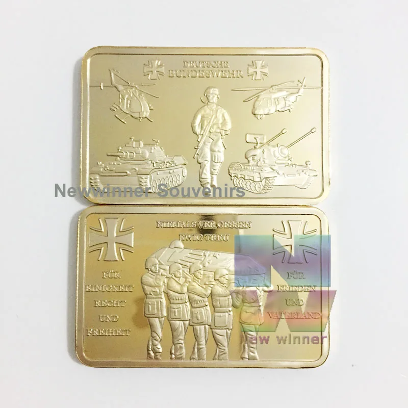 

1pcs WWII Soldier Gold Plated Bullion Bar 999. gold Souvenir Coin Challenge Coins Collected Gift