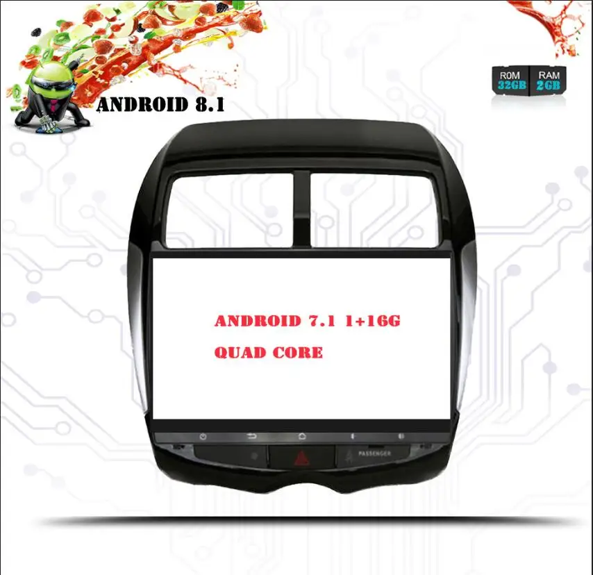 Ips Восьмиядерный Android автомобильный dvd для Mitsubishi ASX 2010- с gps-навигацией Радио Видео автомобильный стерео Мультимедийный Плеер - Цвет: Android 7.1 1G 16G