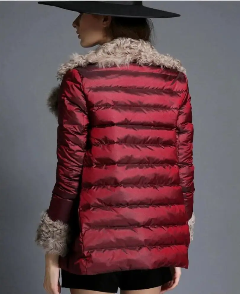 New Women Winter Down Jacket Female Warm Clothes Wool collar High Quality 90% duck down women Red coat parkas