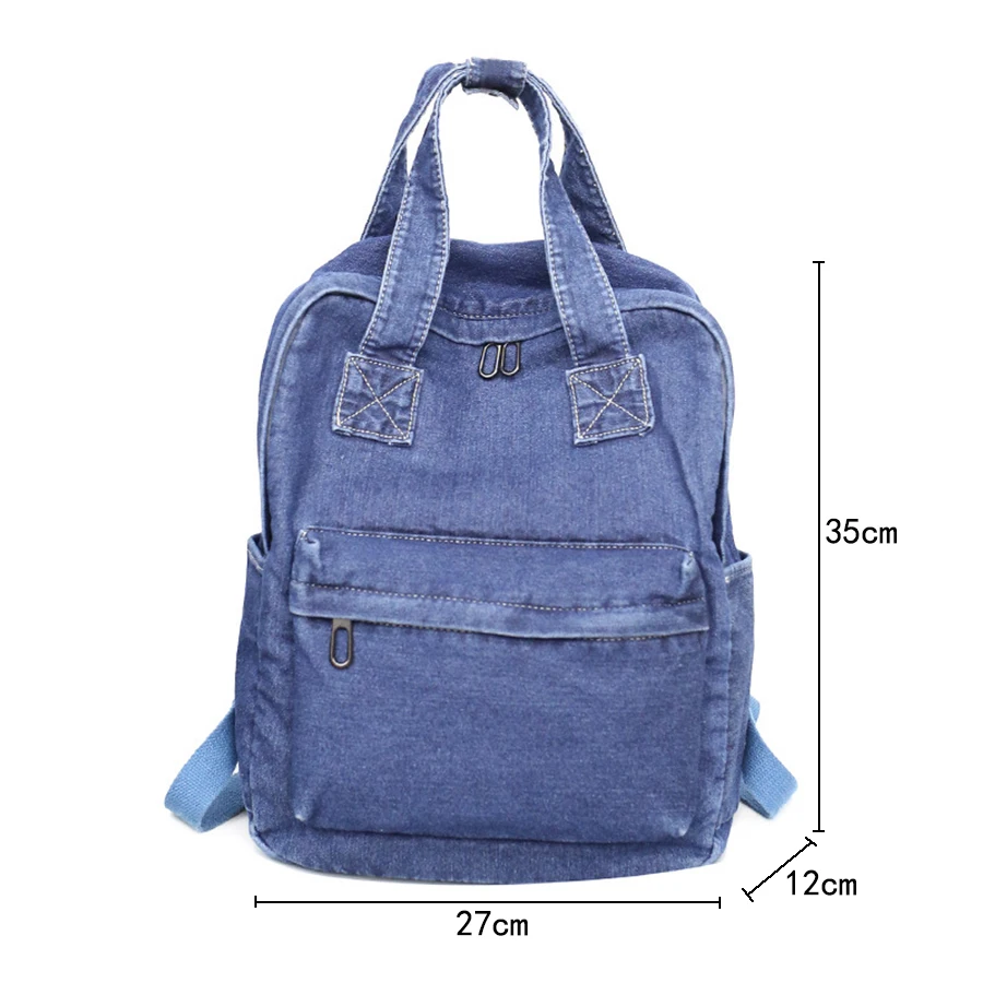 Harajuku джинсовая школьная сумка подростковый Одноцветный рюкзак дамские школьные сумки большой емкости модные дорожные рюкзаки кошелек для студента