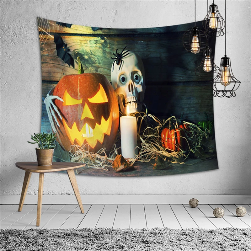 Ужас фонарь-тыква напечатанный полиэстер гобелен настенный для квартиры украшения для домашнего интерьера Аксессуары для Хэллоуина - Цвет: A95-295
