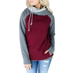Для женщин Цвет блокирование Толстовка Топ с длинным рукавом Свитшот Повседневный пуловер подарок