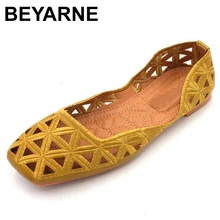 BEYARNENew/Летняя обувь; женские удобные балетки на плоской подошве; дышащая повседневная женская обувь; модные пляжные балетки размера плюс; Zapatos de mujer