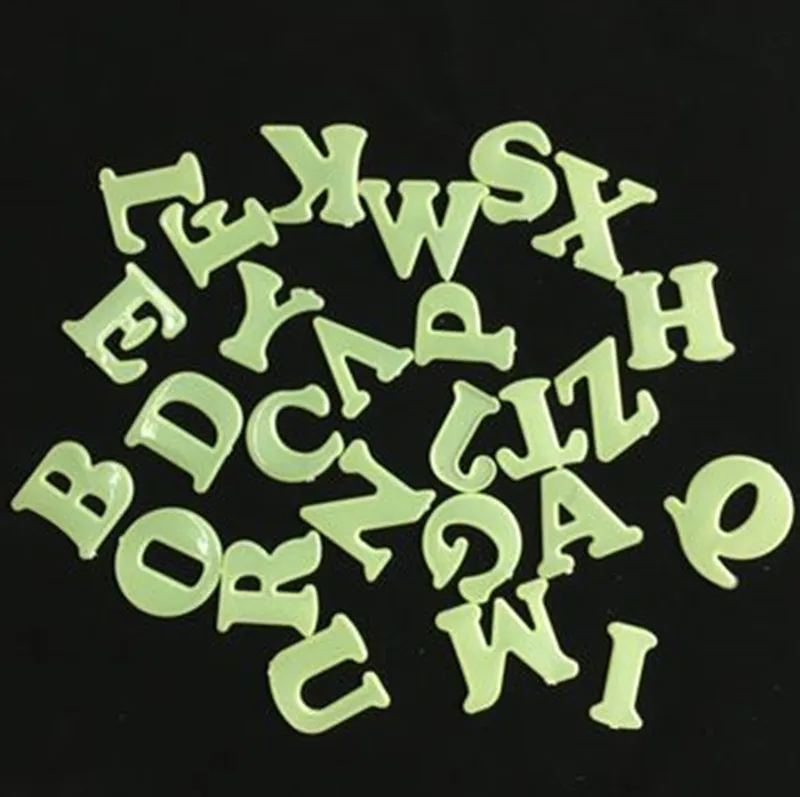 26pcs/bag Luminous English Letters Stickers Bedroom Florescence Painting Toy PVC stickers Glow in the Dark Toys for kids