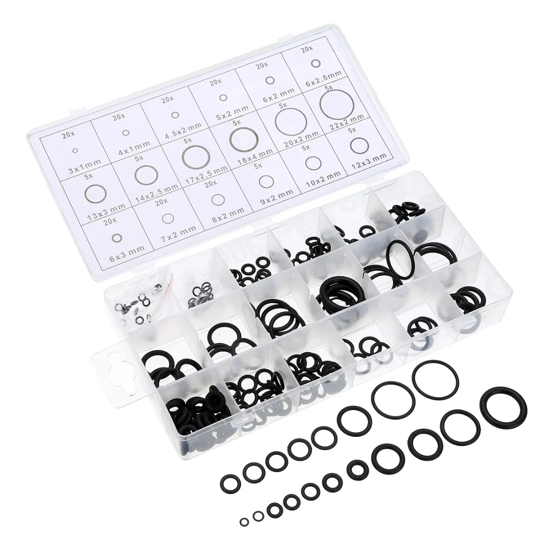 QWSX Gummidichtung 200pcs Box Gummi-O-Ring Sortiment Kit Oring Washer Dichtung Sealing Schlagregendichtheit O-Ring-Pack 15 Gr/ö/ße Silikon-Gummiringe Set Dauerhafte Ventildichtung