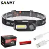 Sanyi Mini COB LED Headlight Headlamp Head Lamp Flashlight USB Rechargeable 18650 Torch Camping Hiking Night Fishing Light ► Photo 1/6