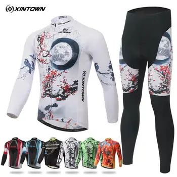 

XINTOWN Cycling Sets Spring Autumn Men/Women Long Sleeve Bicycle Jersey Jacket Set Fleece Mountainbike Uniforms Clothing